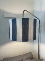 Navy Blue Striped doubled sided lined Drum Lampshade