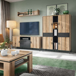 Arundel TV Cabinet 2 Door 2 Drawer 158cm Wide in Oak/Grey