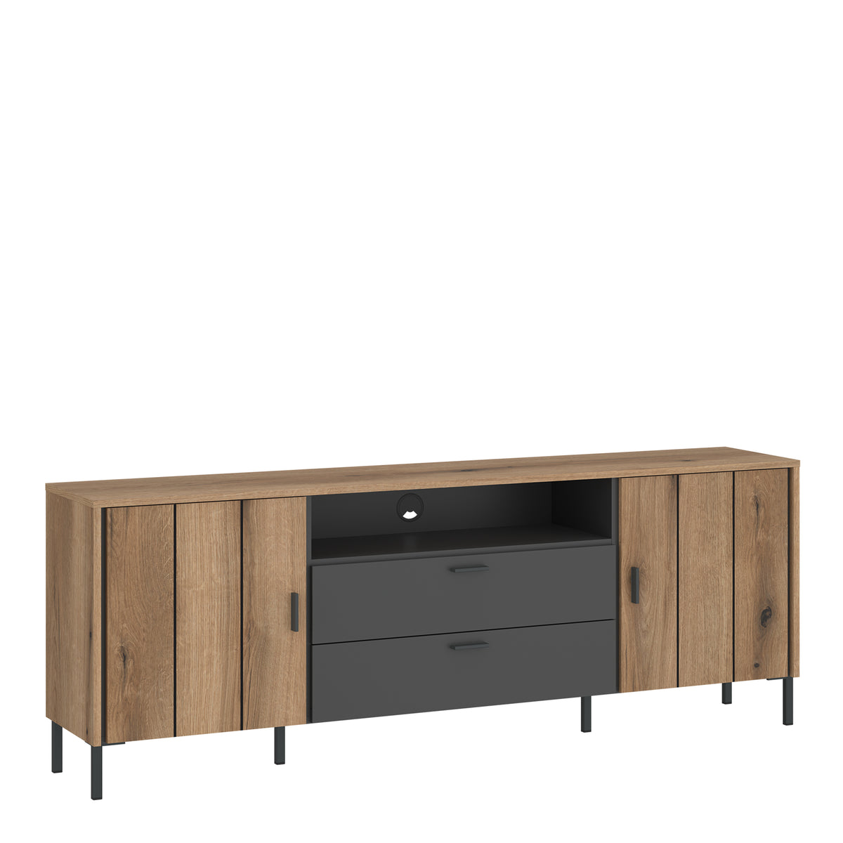 Arundel TV Cabinet 2 Door 2 Drawer 158cm Wide in Oak/Grey