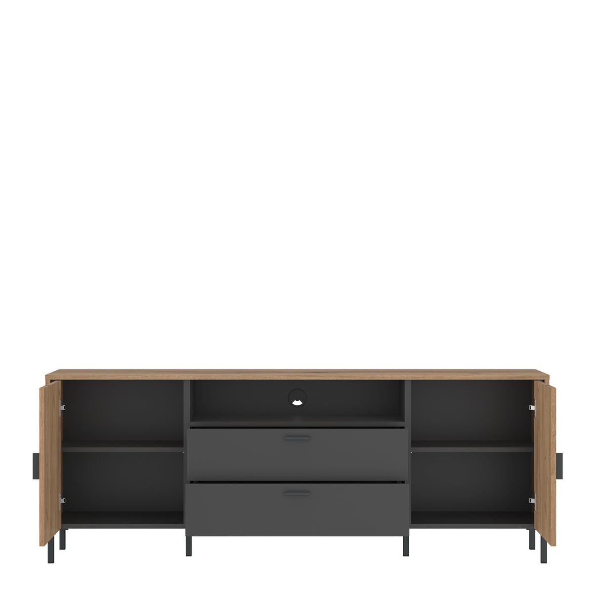 Arundel TV Cabinet 2 Door 2 Drawer 173cm Wide in Oak/Grey