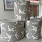 Fly Away Swallows Drum Lampshade in Grey