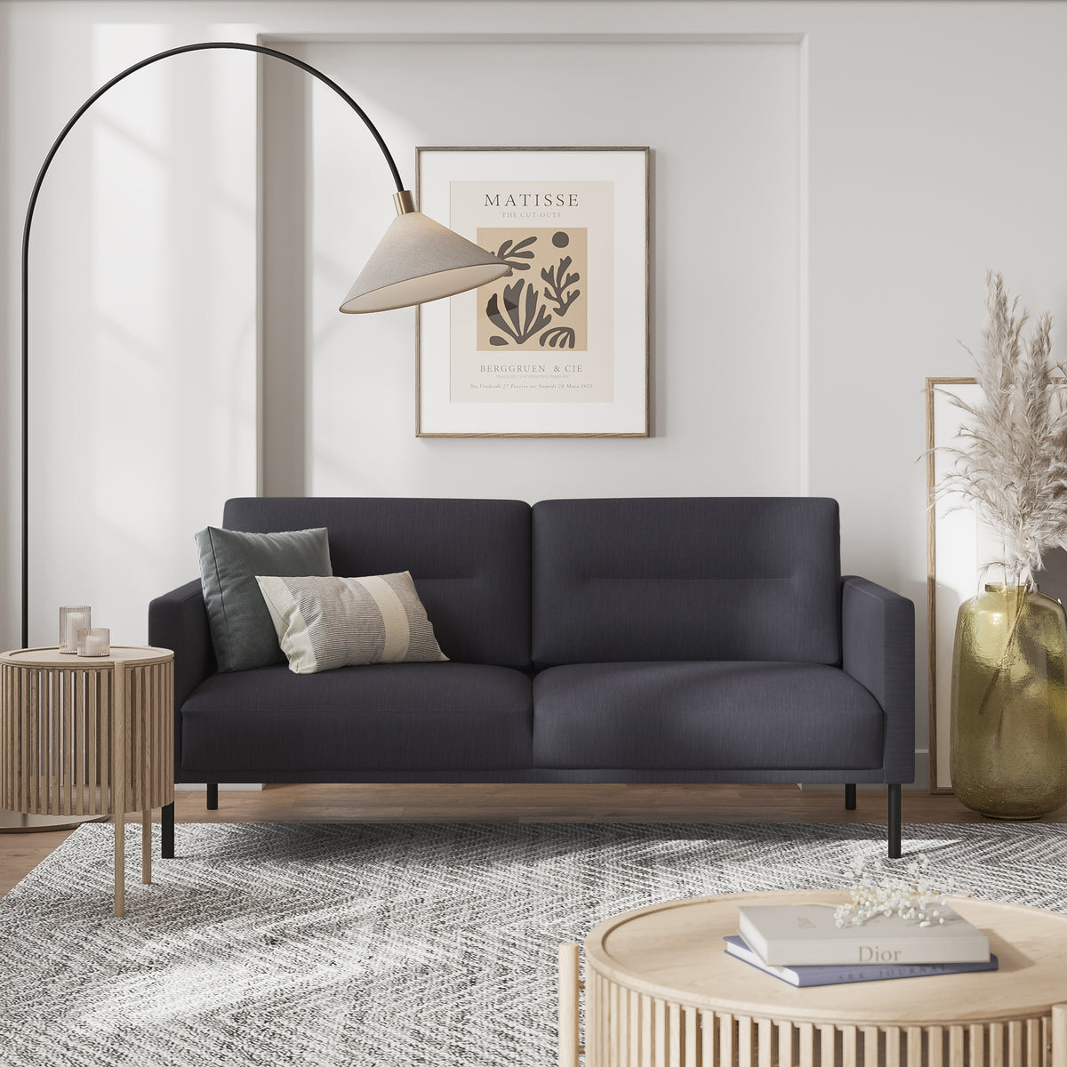 Larvik 2.5 Seater Sofa -Anthracite, Black Legs