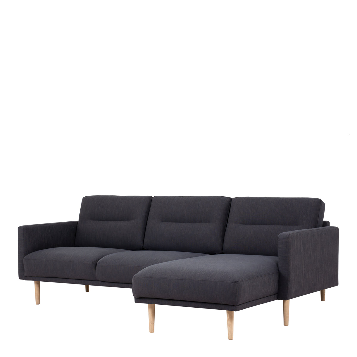 Larvik Chaiselongue Sofa (RH) - Anthracite, Oak Legs