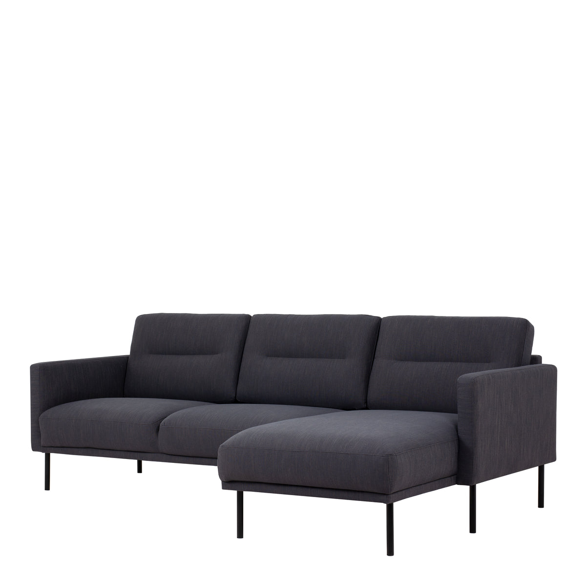 Larvik Chaiselongue Sofa (RH) - Anthracite , Black Legs