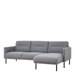 Larvik Chaiselongue Sofa (RH) - Grey, Black Legs