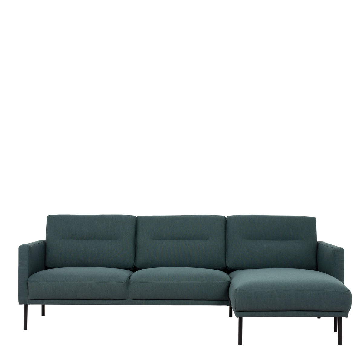 Larvik Chaiselongue Sofa (RH) - Dark Green, Black Legs