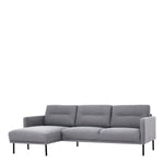 Larvik Chaiselongue Sofa (LH) - Grey , Black Legs