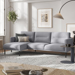 Larvik Chaiselongue Sofa (LH) - Grey , Black Legs