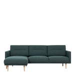 Larvik Chaiselongue Sofa(LH) - Dark Green, Oak Legs