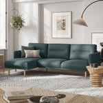 Larvik Chaiselongue Sofa(LH) - Dark Green, Oak Legs