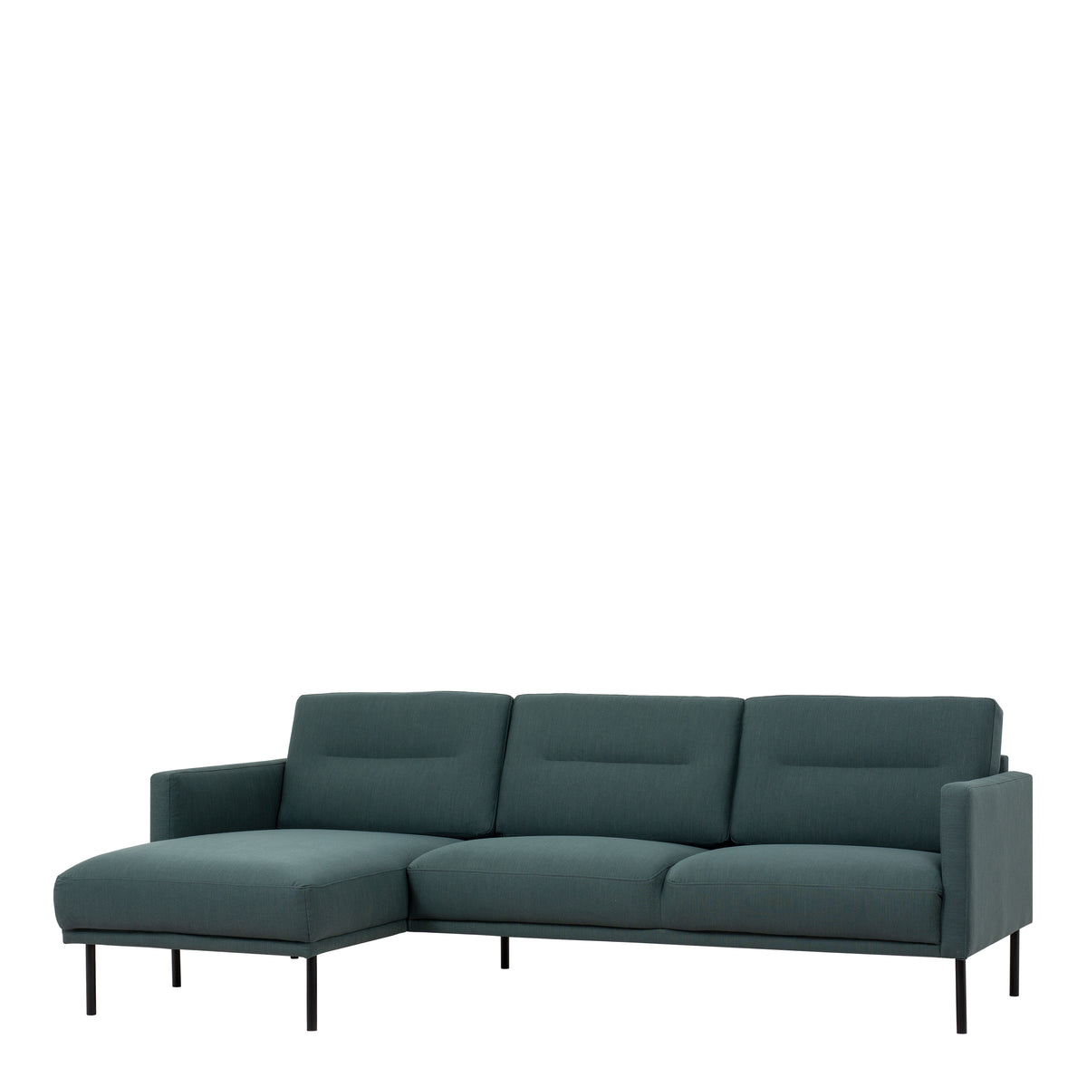 Larvik Chaiselongue Sofa (LH) - Dark Green , Black Legs