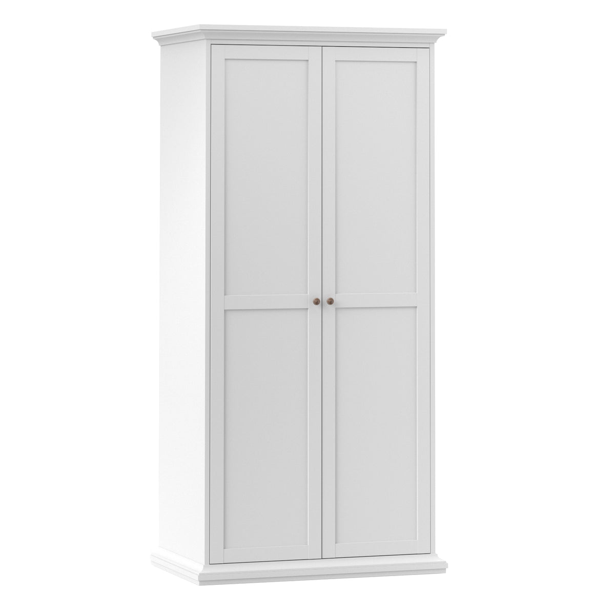 Paris 3 Piece Bundle, Bedside, Chest and 2 Door Wardrobe in White