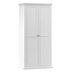 Paris 3 Piece Bundle, Bedside, Chest and 2 Door Wardrobe in White