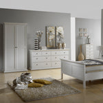 Paris 3 Piece Bundle, Bedside, Chest and 2 Door Wardrobe in White