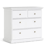 Paris 3 Piece Bundle, Bedside, Chest and 2 Door Wardrobe in White