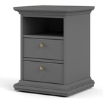 Paris Bedside 2 Drawers in Matt Grey