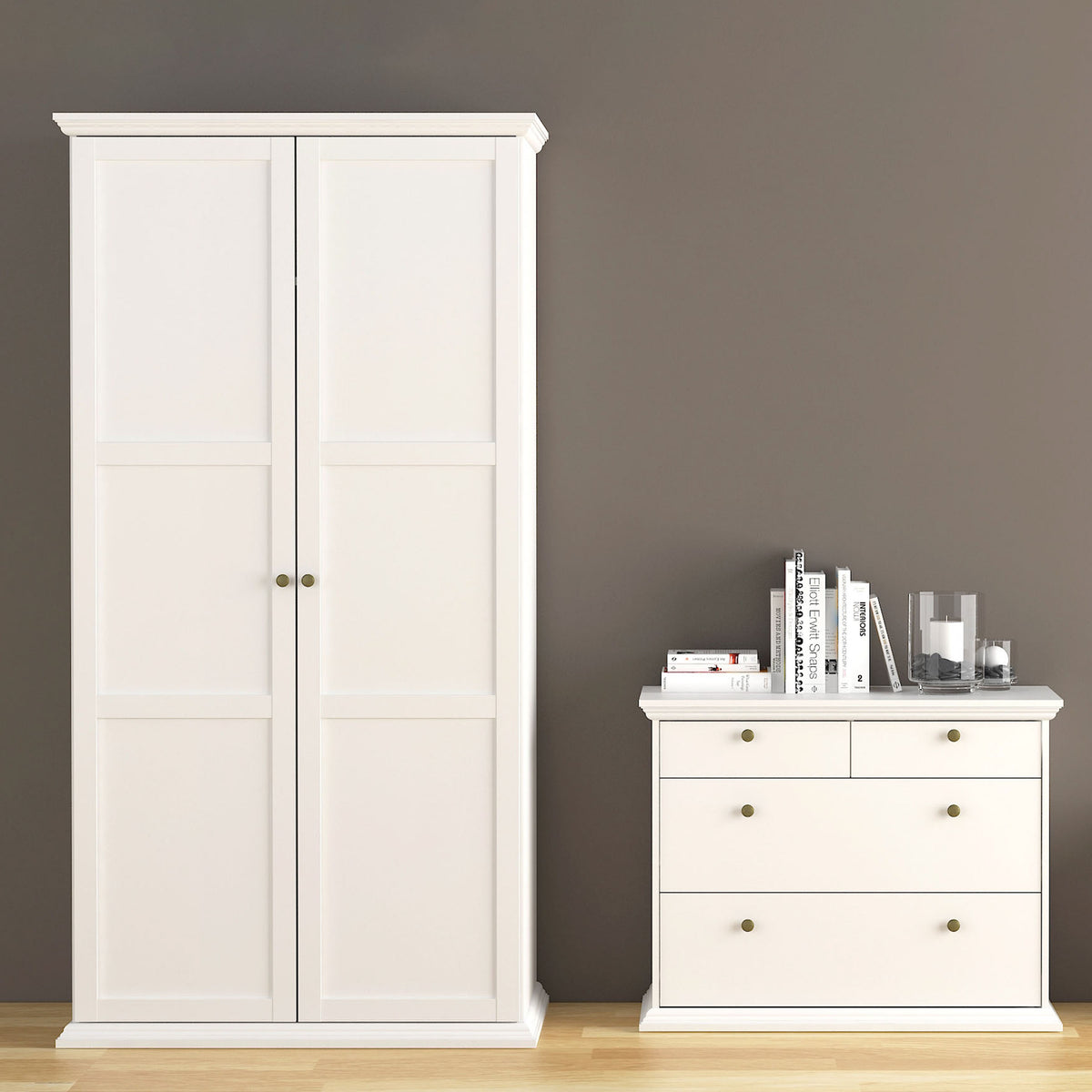 Paris Wardrobe with 2 Doors in White