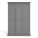 Paris Wardrobe with 3 Doors in Matt Grey