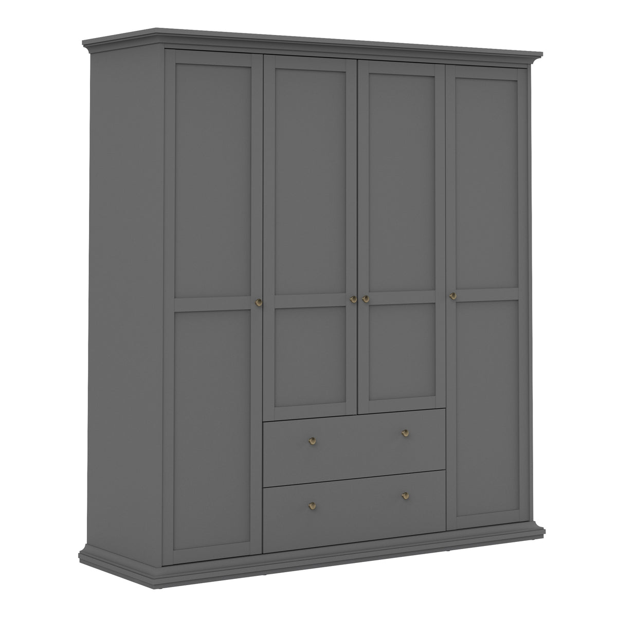 Paris Wardrobe with 4 Doors and 2 Drawers in Matt Grey