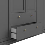 Paris Wardrobe with 4 Doors and 2 Drawers in Matt Grey