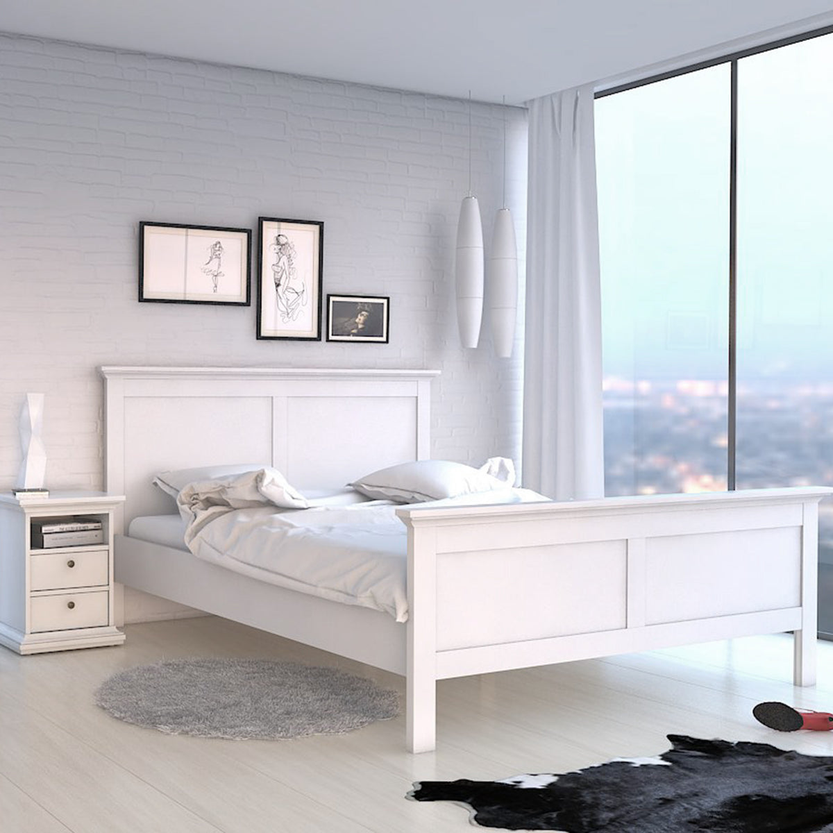 Paris Double Bed (140 x 200) in White