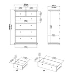 Paris Chest of 6 Drawers in Matt Grey