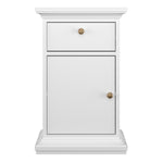 Paris Nightstand 1 Door + 1 Drawer in White