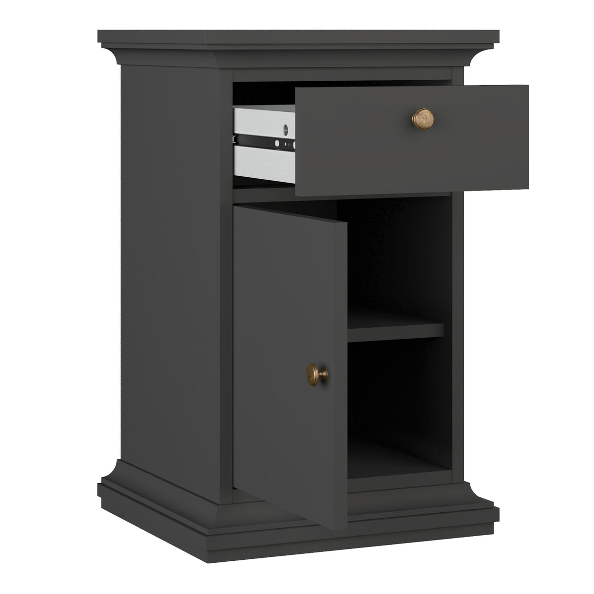 Paris Nightstand 1 Door + 1 Drawer in Matt Grey