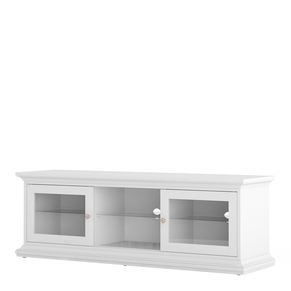 Paris TV Unit - Wide - 2 Doors 1 Shelf in White