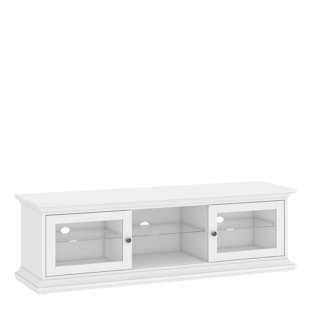 Paris TV Unit - Wide - 2 Doors 1 Shelf in White