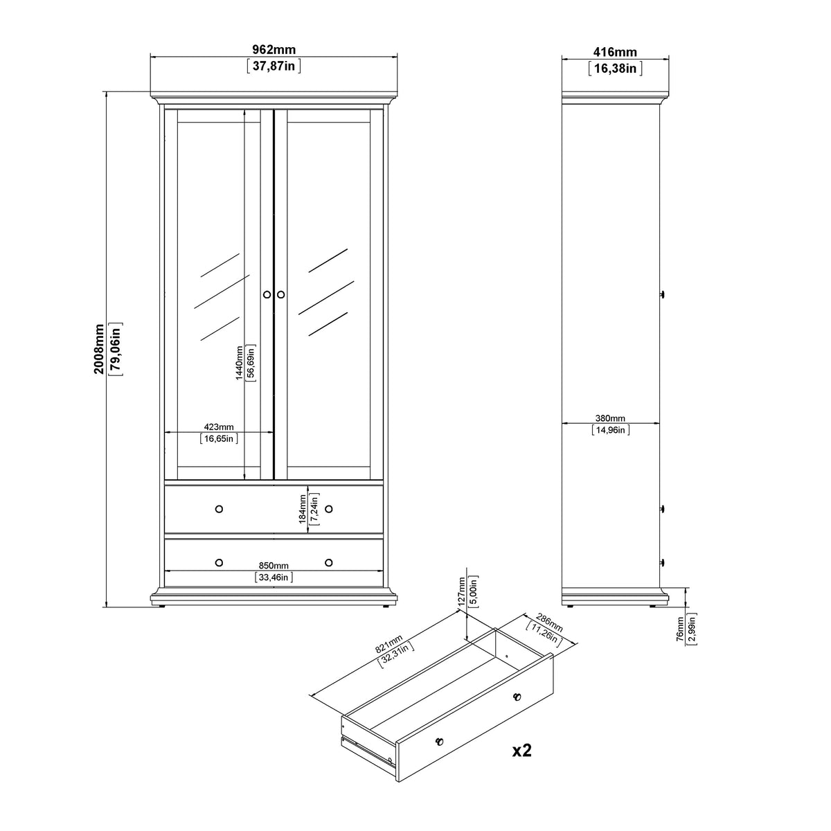 Paris China cabinet in Matt Grey