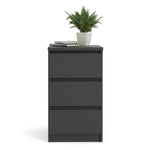 Naia Bedside 3 Drawers in Black Matt