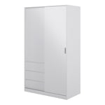 Naia Wardrobe with 1 Sliding door + 1 door + 3 drawers in White High Gloss