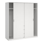 Naia Wardrobe with 2 sliding doors + 1 door + 3 drawers in White High Gloss