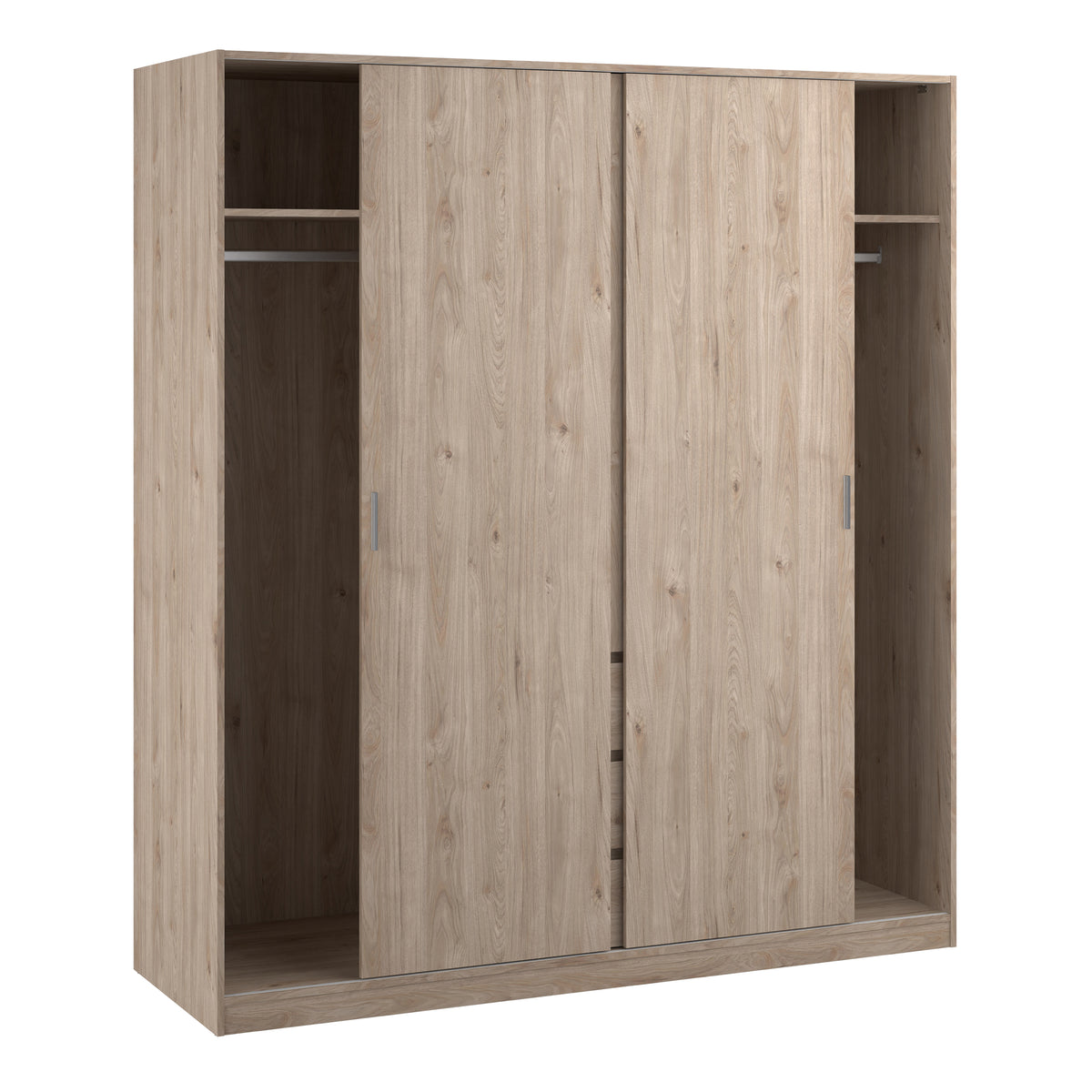 Naia Wardrobe with 2 sliding doors + 1 door + 3 drawers in Oak structure Jackson Hickory