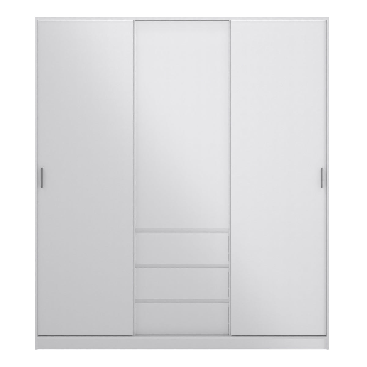 Naia Wardrobe with 2 sliding doors + 1 door + 3 drawers in White High Gloss