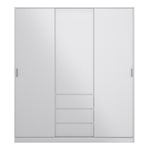 Naia Wardrobe with 2 sliding doors + 1 door + 3 drawers in White High Gloss