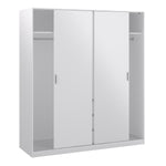 Naia Wardrobe with 2 sliding doors + 1 door + 3 drawers in White High Gloss