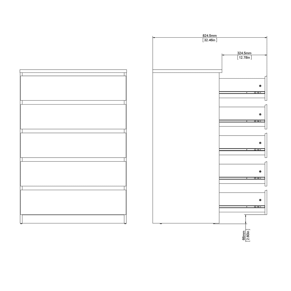 Naia Chest of 5 Drawers in Jackson Hickory Oak