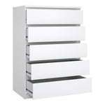 Naia Chest of 5 Drawers in White High Gloss