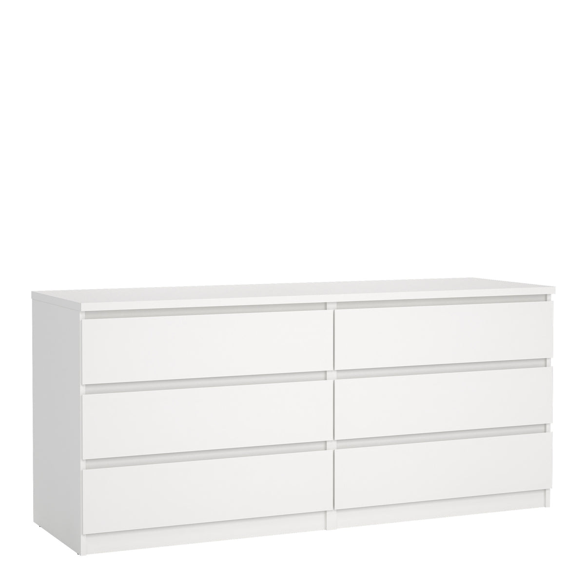 Naia Wide Chest of 6 Drawers (3+3) in White High Gloss