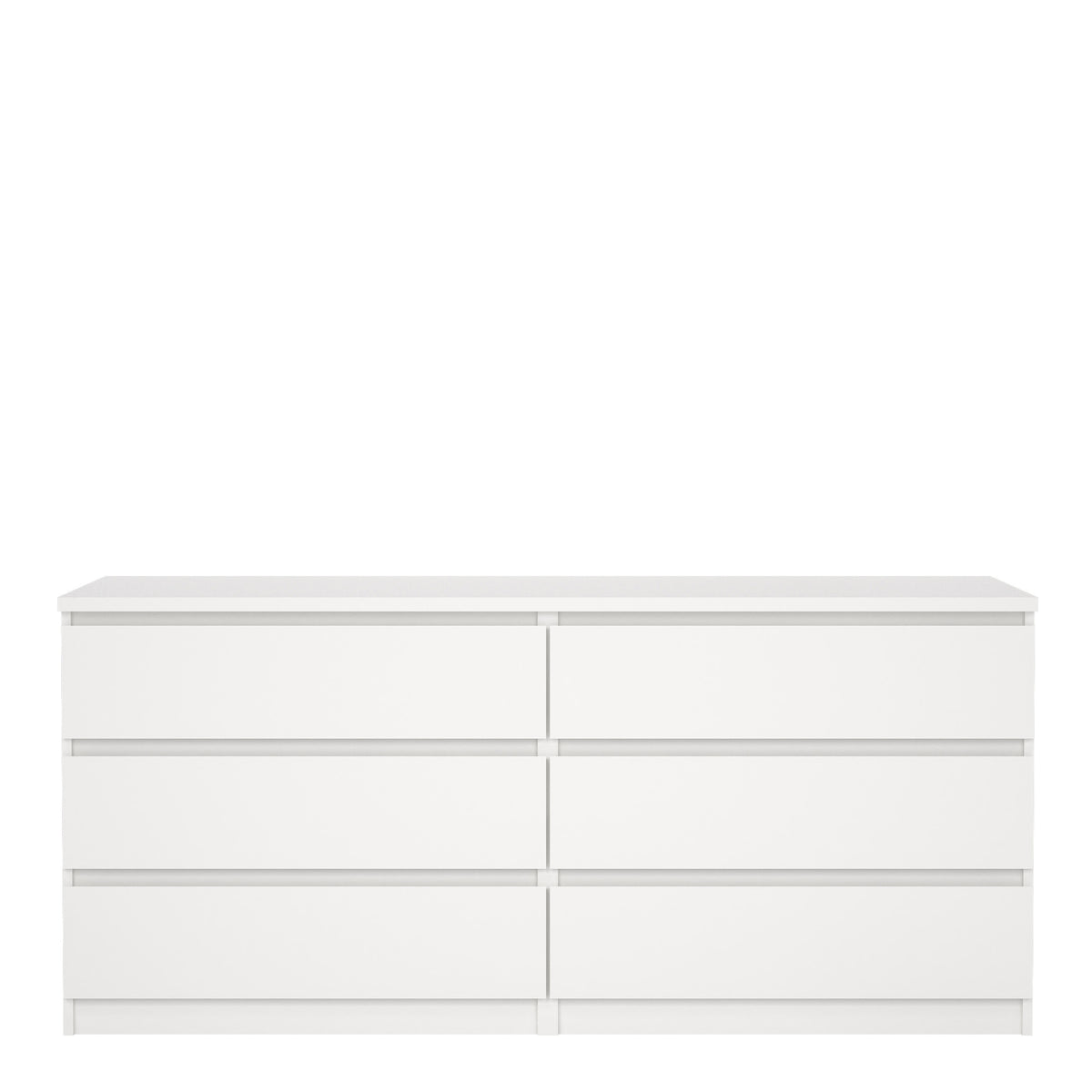 Naia Wide Chest of 6 Drawers (3+3) in White High Gloss