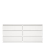 Naia Wide Chest of 6 Drawers (3+3) in White High Gloss