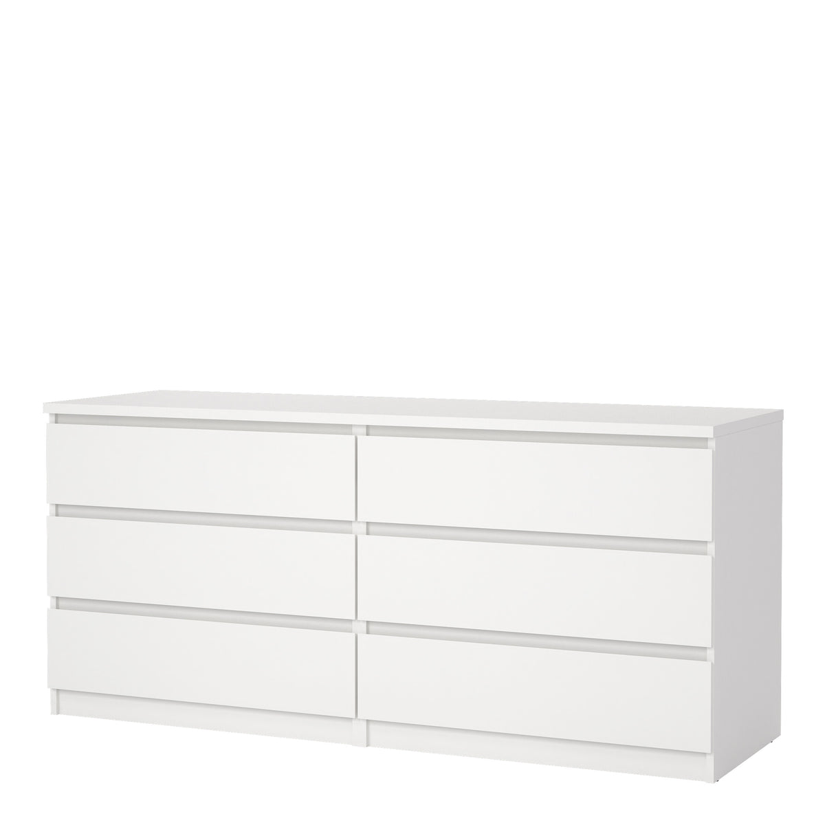 Naia Wide Chest of 6 Drawers (3+3) in White High Gloss