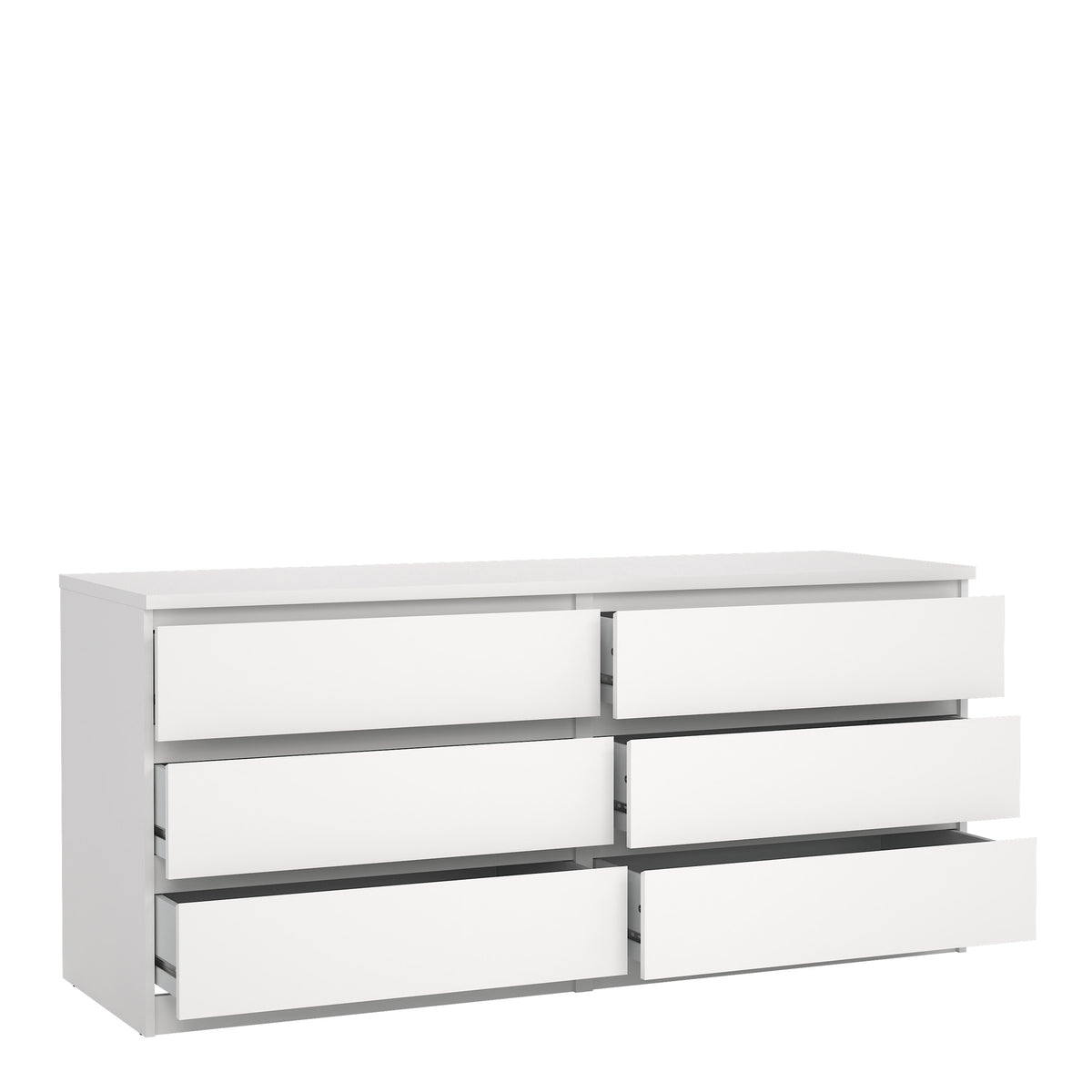 Naia Wide Chest of 6 Drawers (3+3) in White High Gloss