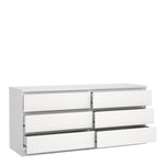 Naia Wide Chest of 6 Drawers (3+3) in White High Gloss