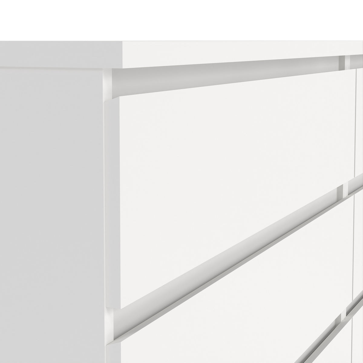 Naia Wide Chest of 6 Drawers (3+3) in White High Gloss