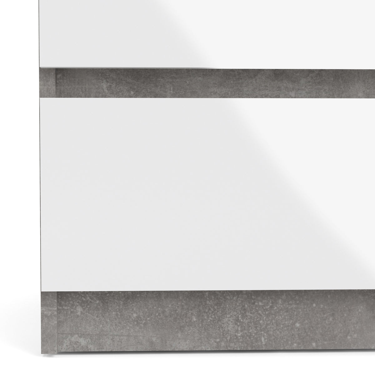 Naia Wide Chest of 6 Drawers (3+3) in Concrete and White High Gloss