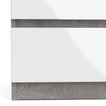 Naia Wide Chest of 6 Drawers (3+3) in Concrete and White High Gloss