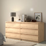 Naia Wide Chest of 6 Drawers (3+3) in Jackson Hickory Oak